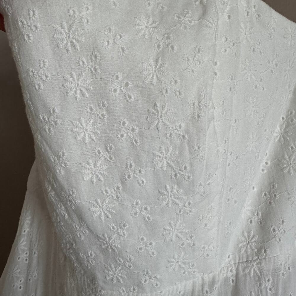 Selfie Leslie Bella Donna Strapless Frill Dress White Eyelet Mini Size Large New - Picture 3 of 8